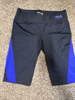 Fila Black with Royal Blue Side Panel Bike Shorts